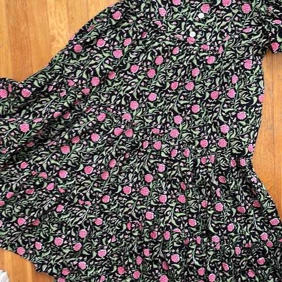 Little Tibet Boutique S / M 100% Cotton Tiered Skirt Puff Sleeve Maxi Dress - Picture 12 of 14